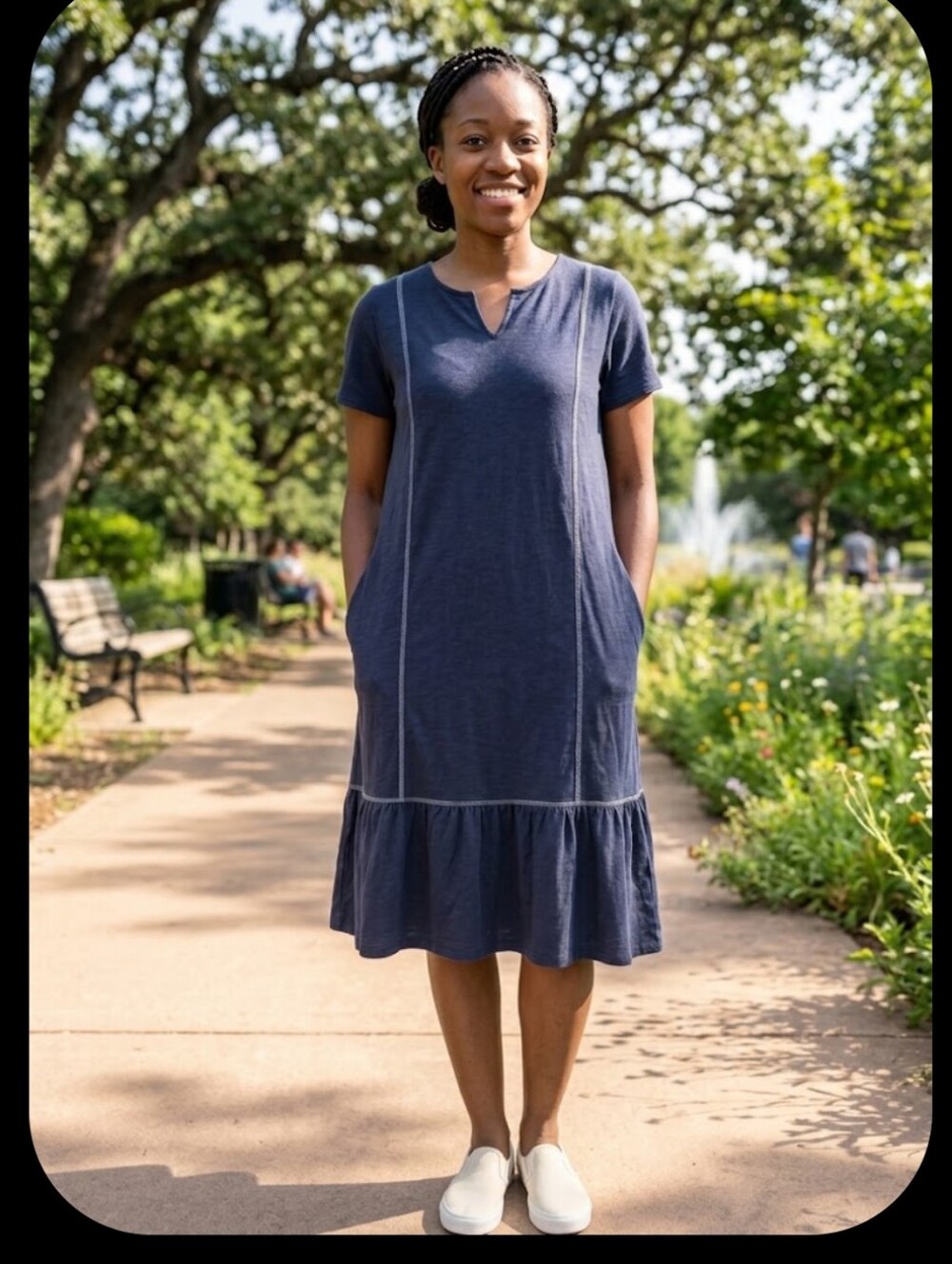 Lori Goldstein LOGO Black Shift Dress 1X Pockets Cotton